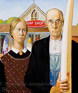 American gothic with their surf shop
